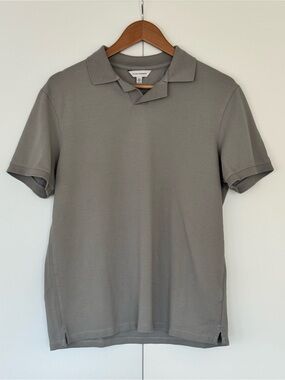 Club Monaco Johnny‑Collar Polo – Light Grey (Size M)